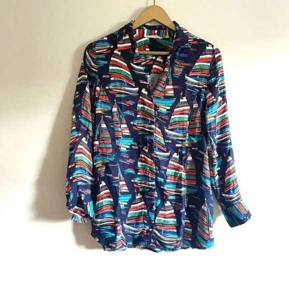 Soft Surroundings Sail Boat Button Down - Picture 3 of 13